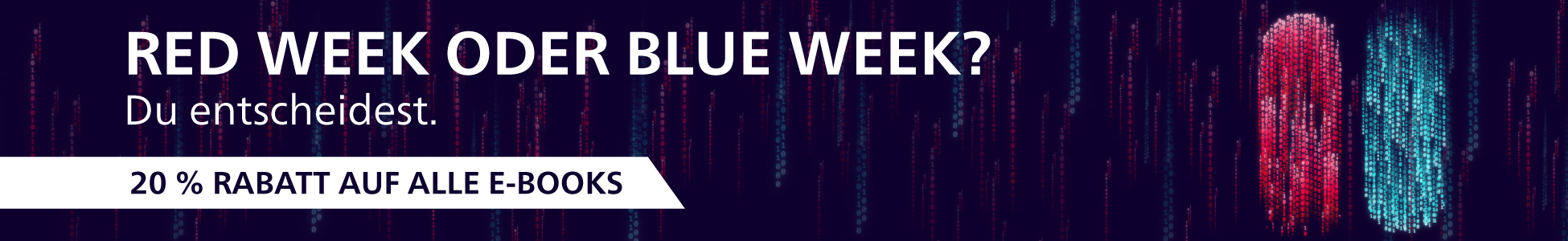 Banner zur Aktion Blue und Red Week: 20 Prozent auf alle E-Books.